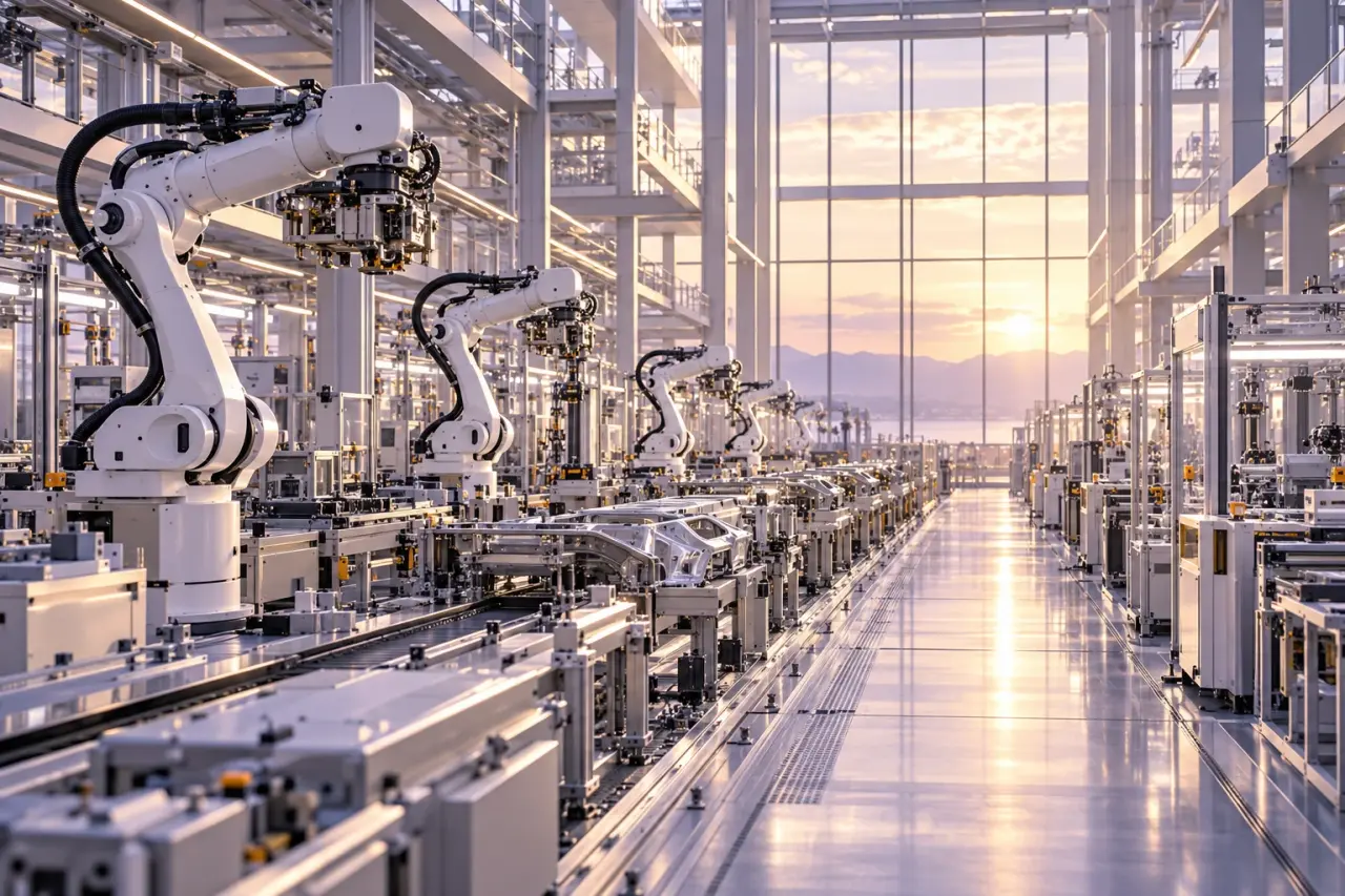 Modern manufacturing facility with advanced production equipment
